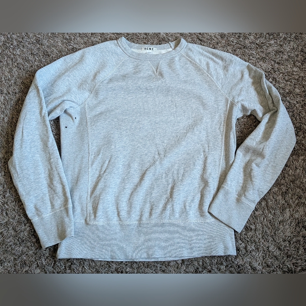 Acne Studios Grey Cotton College US Pullover Sweatshirt Men's S